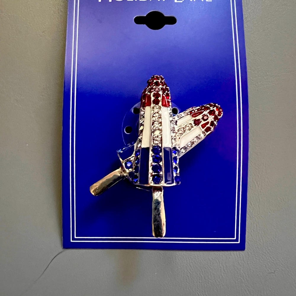 Silver Popsicle shape patriotic lapel pin